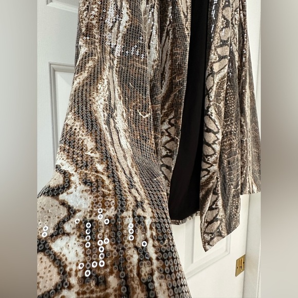 Mango Sequin Snake Print Blazer Jacket Size Large - Picture 3 of 8